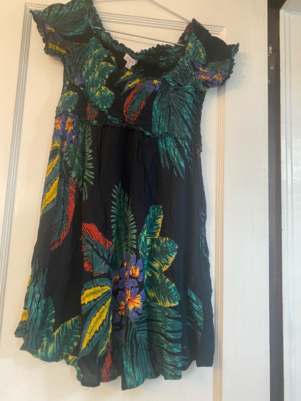 Patrons of Peace Medium Tropical  Smocked Stretch Dress/Top 13"W x 18"L - Picture 4 of 8